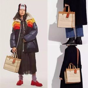 Coach Women's Quilted Field Tote Ivory Multi Tote